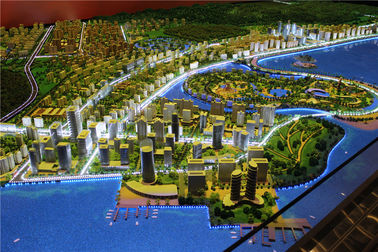 Las representaciones colorean el modelo miniatura de la ciudad, modelo de la ciudad del uso de la exposición pequeño